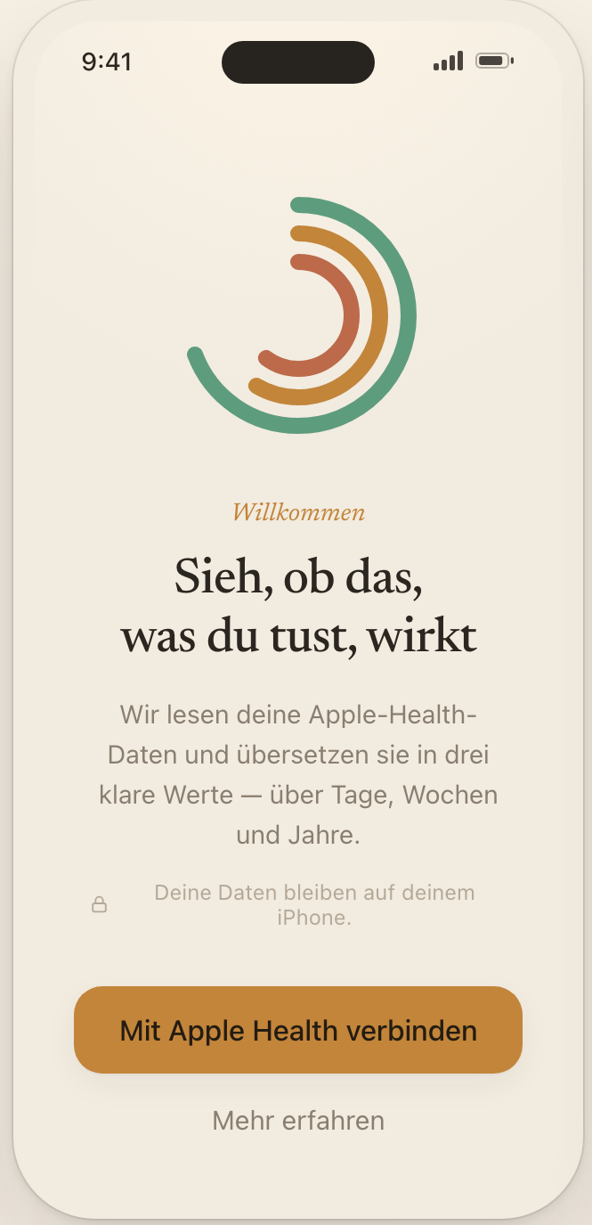 Onboarding-Screen mit HealthKit-Hinweis